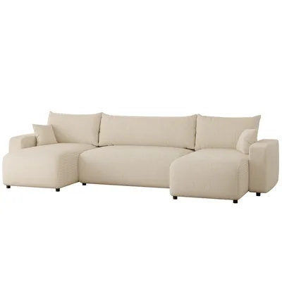 Produktbild von Idohome Ecksofa-Wohnzimmer Sofa mit Schlaffunktion und Bettkasten, Eckcouch, Polstermöbel, Sofa, Couch modern Baltimore Sand Sandbeige Piano U Form