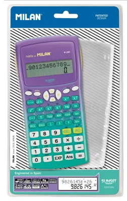 Zdjęcie produktu dla Milan 159110SNGRBL, Kieszeń, Kalkulator naukowy, 12 cyfr(y), 2 linii, Bateria, Liliowy, Turkusowy