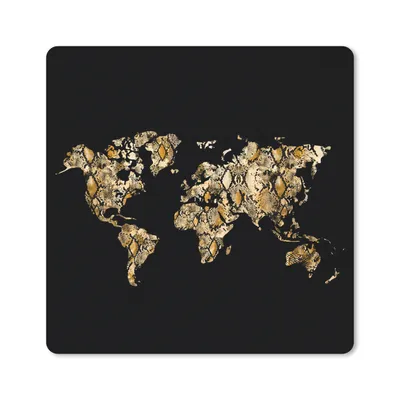 Produktbild von MuchoWow® Mauspad Mousepad Karte - Welt - Schlange - Design 20x20 cm - Mousepads - Maus Mat - Pad - Mausunterlage - Desk Mat - Bureauartikeln