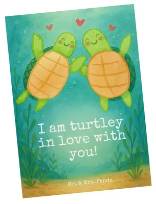 Produktbild von Mr. & Mrs. Panda Ansichtskarte Schildkröten Paar Design - Weiß - Geschenk, Grußkarte, Freundin, Kunstkarten, für Partner, Valentinstag, Postkarte, Hochzeitstag, Frauen