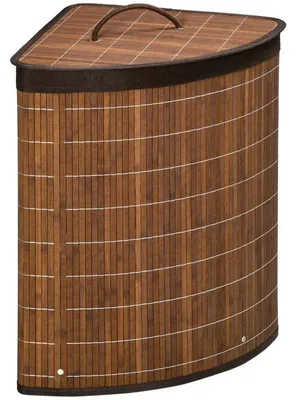 Zdjęcie produktu dla Koszyk na pranie z bambusa z pokrywą – pojemność 55 litrów | Kolor: brązowy | Wymiary: 38x38x57 cm
