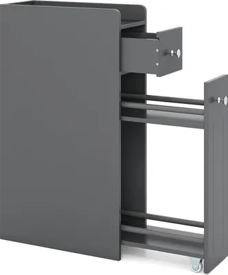 Produktbild von Schmaler Badezimmerschrank mit Schubladen, Grau, platzsparendes Design