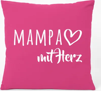 Produktbild von Huuraa Kissen MAMPA mit Herz 40x40cm mit Füllung Fuchsia Baumwolle Dekokissen Geschenkidee