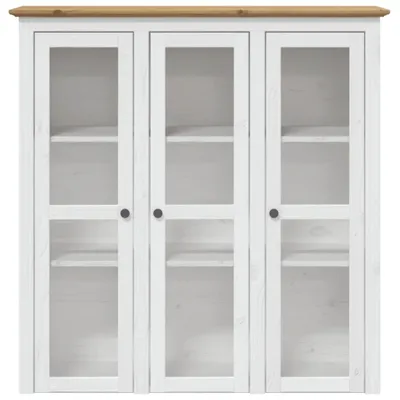 Produktbild von vidaXL Vitrinenschrank mit Glastüren BODO Weiß und Braun Kiefernholz