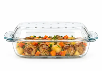 Image de Cocotte en verre 4,1 L avec couvercle Plat à rôtir Dropsystem verre  EU, Image générée par une IA