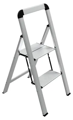 Produktbild von Trittleiter Klappleiter Stufenleiter Haushaltsleiter aus Aluminium mit Anti-Rutsch Trittflächen, 2 Stufen und Griff, Tragkraft bis 150 kg