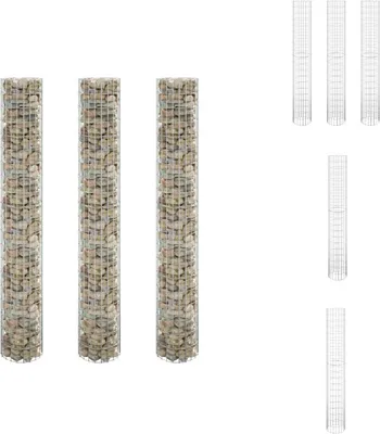 Produktbild von vidaXL Gabionen-Hochbeete 3 Stk. Rund Verzinkter Stahl Ø30x200 cm -  Blumentöpfe & Pflanzgefäße
