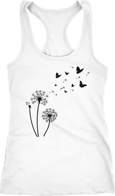 Produktbild von Damen Tank-Top Pusteblume Schmetterlinge Dandelion Butterflys Racerback Neverless® weiß L