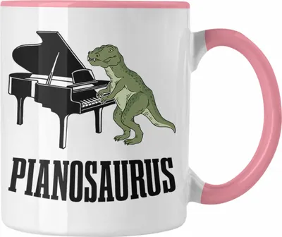 Produktbild von Trendation - Pinaosaurus Piano-Spieler Tasse Geschenk Klavier Kaffee-Becher (Rosa)