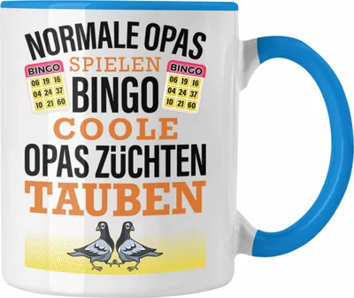 Produktbild von Trendation - Taubenzüchter Geschenk Zaubenzucht Zubehör Tauben Tasse Lustiger Spruch Taubenflüsterer Taubenliebhaber Becher Opa Großvater (Blau)