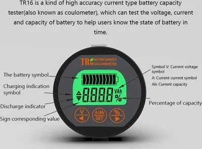 Zdjęcie produktu dla TR16 Wodoodporny tester pojemności baterii Napięcie Prąd Wyświetlacz LCD z funkcją pamięci