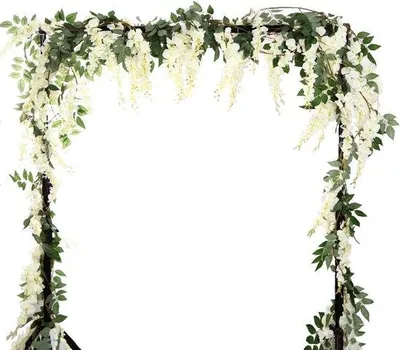 Produktbild von 5,6 Fuß langes Kunstseiden-Wisteria-Rattan-Blumengirlande – Efeu-Pflanzen für den Außenbereich, zur Dekoration von Hochzeiten und Gärten – Set mit 4 Stück (Weiß)