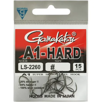 Produktbild von Gamakatsu A1-Hard LS-2260NS Black Hooks - 15 Angelhaken, Größe:8