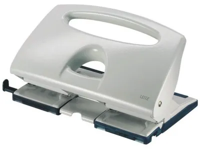 Produktbild von Leitz Doppellocher, 40 Blätter, Grau, Aluminium, Kunststoff, 8 cm, 5,5 mm, A4, A5, A6, Folio, US Quart