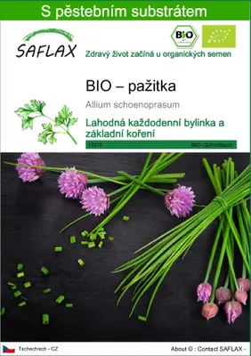 Obrázek produktu pro SAFLAX - BIO – pažitka - Allium schoenoprasum - 250 Semena - S pěstebním substrátem bez klíčků