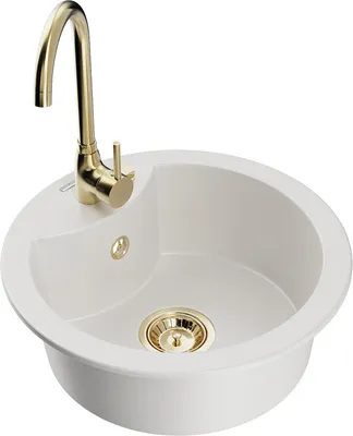 Produktbild von Mexen Diego 1-Becken-Granit-Spüle mit Mischbatterie Telma, Weiß - 6512-20-670200-50