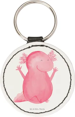 Produktbild von Mr. & Mrs. Panda Schlüsselanhänger Axolotl Hurra - Weiß - Geschenk, Fröhlich, Taschenanhänger, Spaß, mini, Zufriedenheit, Motivation, Anhänger, klein, Bunt