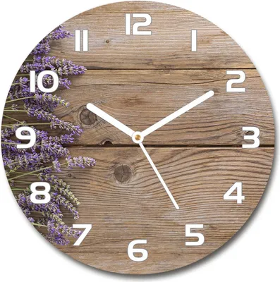 Produktbild von Wanduhr aus Glas 30fi Glasbild Glasuhr Gehärtetes Glas - weisse-zeiger - Lavender on the wood