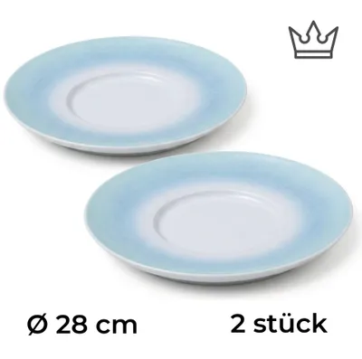 2er-Set Premium Porzellan Essteller Ø28 cm – Stilvoller Genuss mit maritimem Farbverlauf