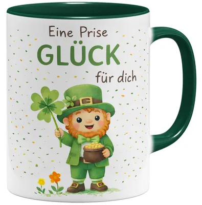 Koffiemok mit Leprechaun-Spruch, 325 ml, Keramik, grün