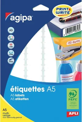 Obrázok produktu pre univerzálne etikety agipa, 56 x 34 mm, biele