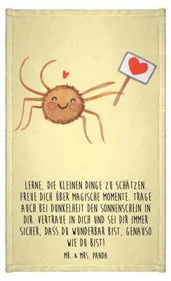 Produktbild von Mr. & Mrs. Panda Handtuch Spinne Agathe Motivation - Gelb Pastell - Geschenk, Glück, Vertrauen, Gästetuch, Dankeschön, Liebe, gäste wc, Mini-Handtuch, Klein, Kleines