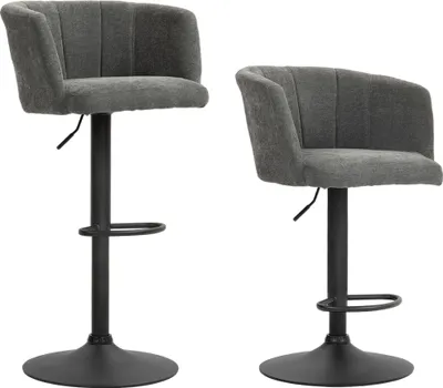 Produktbild von Höhenverstellbare Barhocker 2er-Set mit Schalenrücken und Fußstütze - Metallgestell Dunkelgrau für Küche und Esszimmer