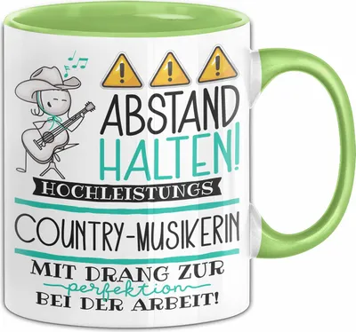 Produktbild von Country-Musikerin Tasse Geschenk Lustig Abstand Halten Hochleistungs-Country-Musikerin Mit Drang Zur Perfektion Bei Der Arbeit (Grün)