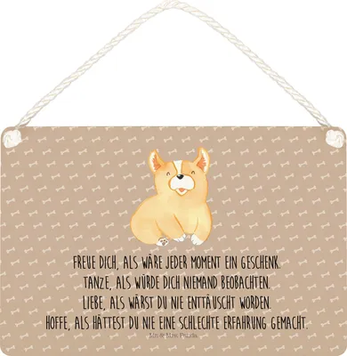Produktbild von Mr. & Mrs. Panda Schild Corgie DIN A5 - Hundeglück - Geschenk, holzbild, Sprüche, Lebensfroh, Lebensfreude, Hund, wandtafel, Türschild, Wandschild, Dekoschild, Motivation