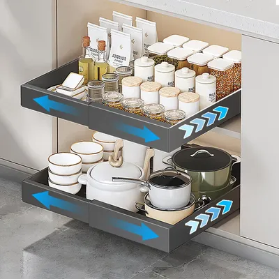 Zdjęcie produktu dla Wysuwana szuflada - Organizer kuchenny - 1 sztuka - Stal węglowa - 31-52 cm