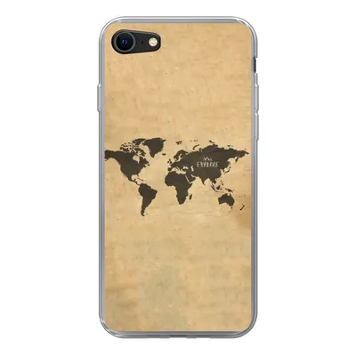 Produktbild von MuchoWow® Handyhülle Schutzhülle Hülle für iPhone SE 2020 Weltkarte - Vintage - Erforschen Silikon Softcase Handy Hülle - Kartenbesitzer