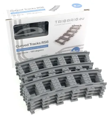 Produktbild von Trixbrix Schienen R56, 8x Halbkreis – Gleise kompatibel mit LEGO® City Eisenbahn und Zug, Zubehör für Klemmbausteine