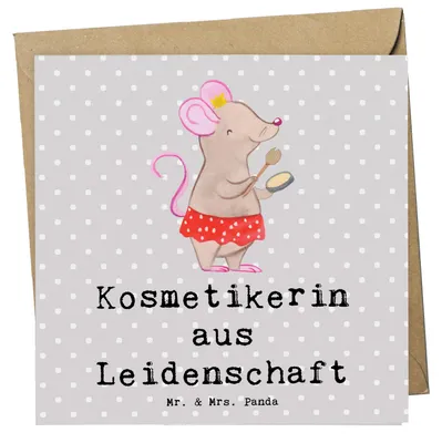 Produktbild von Mr. & Mrs. Panda faltkarte Kosmetikerin Leidenschaft - Grau Pastell - Geschenk, Ausbildung, Grußkarte, doppelkarte, Glückwunschkarte, Lustig, Kosmetikstudio, Spruch