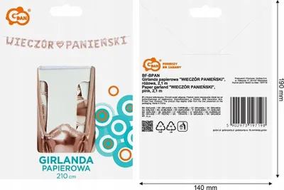 Zdjęcie produktu dla Girlanda papierowa Różowa Godan 210 cm Wieczór Panieński