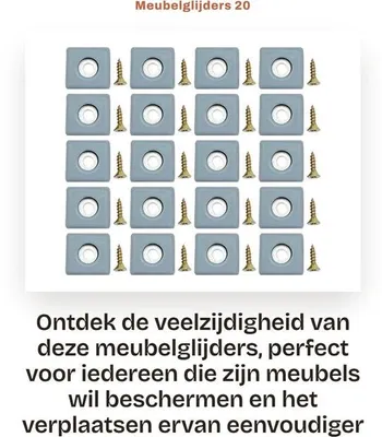Produktbild von Famanu Möbelgleiter Teflon 25 mm mit Schrauben - Stoelpootgleiter - Boden- und Möbelschutz - 20 Stück