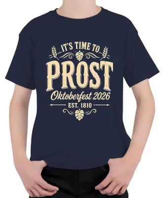 Obrázek produktu pro Je čas oslavit 2026! Tričko pro děti, motiv: "Bier Wiesn", "Lederhose", "Dirndl", barva: tmavě modrá, velikost: 116