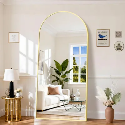 Standspiegel, Bogenform, 198x96 cm, Gold, Aluminium
