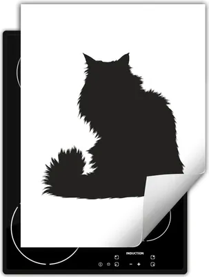 Produktbild von DarHaus Herdabdeckplatte Einteilig Küche Abdeckplatte für Glaskeramikfeld Abdeckung Induktionskochfeld Aufrollbare Matte 40x52 cm, Katze - schwarz