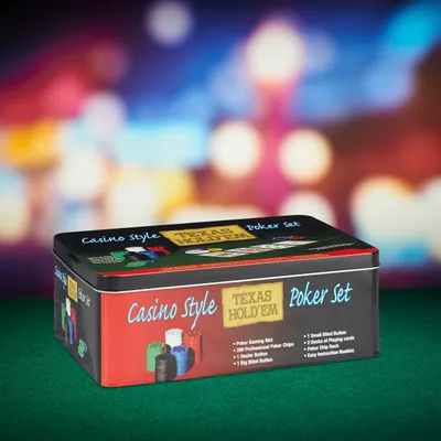 Produktbild von Relaxdays Pokerset, 200 Chips, Spielmatte, 2 Kartendecks, Dealerbutton, Blindbuttons, Casino-Feeling, Profi Pokerspiel