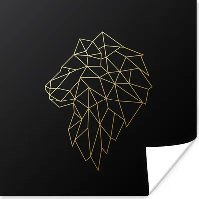 Produktbild von MuchoWow® Poster Löwe - Illustration - Gold 100x100 cm - Babyzimmer