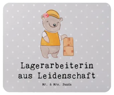Produktbild von Mr. & Mrs. Panda Mouse Pad Lagerarbeiterin Leidenschaft - Grau Pastell - Geschenk, Ausbildung, Witzig, Spruch, Lustig, pc mauspad, laptop, Fachlageristin, mousepad