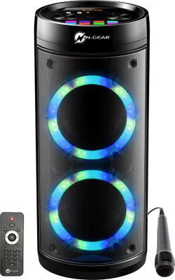 Produktbild von N-GEAR N-Gear LGP26R Let’s go Party Bluetooth Lautsprecher mit Karaoke Mikrofon, Disco-LEDs, Powerbank-Funktion & 600 Watt (40 Watt RMS) Leistung Bluetooth-Lautsprecher