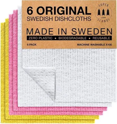 Produktbild von biologisch abbaubare, herstellbare, umweltfreundliche, Cellulose-Tuchreiniger für die Küche, Ersatz für Papierhandtücher, 6 Stück verschiedene Farben