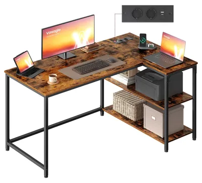 Productafbeelding van VASAGLE Hoekbureau in L-vorm, computerbureau, 120 x 80 cm – Vintagebruin