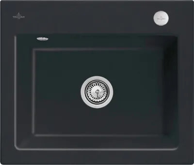 Produktbild von Villeroy & Boch 330902R7 Subway 60 S Keramikspüle Einbau Unterschrankbreite ab 60 cm Keramik Pure Black Excenterbetätigung - inkl.
