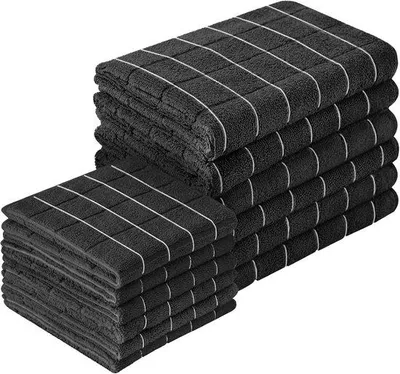 Imagen del producto de Juego de 12 paños de microfibra para cocina y platos, marca Unyqoos®, color , dimensiones: 26 x 18 pulgadas y 12 x 12 pulgadas, sin pelusa, muy absorbentes y de secado rápido