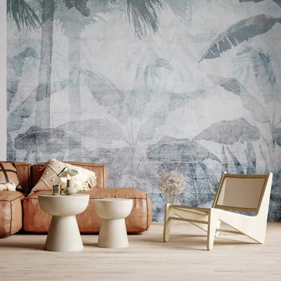 Produktbild von Vlies Fototapete - Vanishing jungle - landscape of exotic nature in blue tones 350x256 cm Blätter c-C-10018-a-b