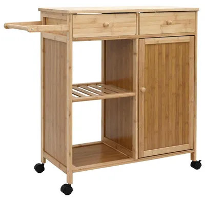 Obrázek produktu pro vidaXL Kuchyňský vozík s kolečky přírodní 90,5 x 36 x 86,5 cm bambus