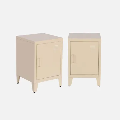 Produktbild von sweeek - 2er-Set industrielle Nachttische 1 Tür - Beige