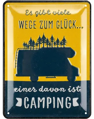 Produktbild von LANOLU Retro Blechschild, Camper Geschenke für Wohnmobilfahrer als lustige Wohnwagen Deko, Deko Wohnwagen, Metallschild 15x20 cm